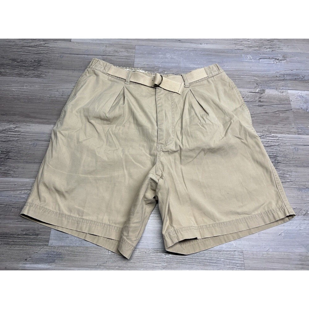 Tommy Bahama Relax Mens Pleated‎ Khaki Short Casual Elastic Waist Belted Size 36